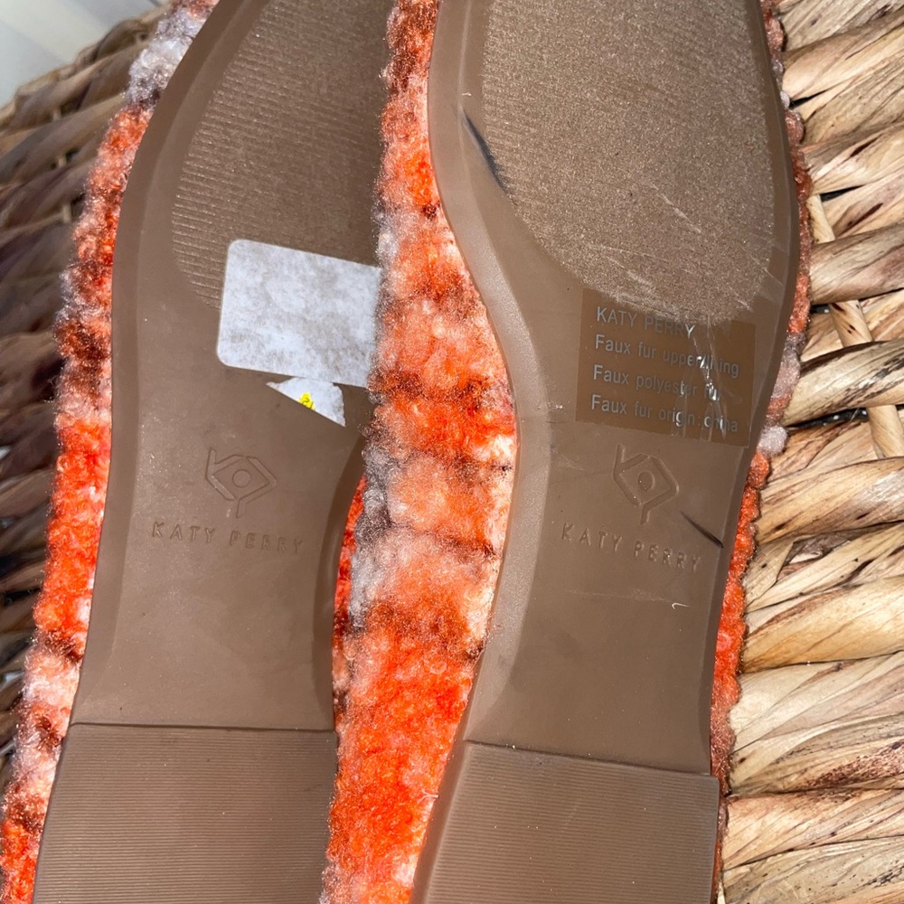 Katy Perry Collections Fuzzy Orange and Brown Flats - Picture 4 of 5